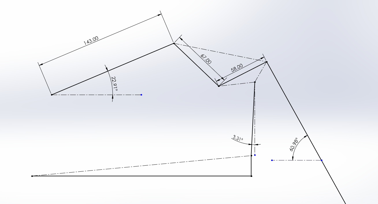 Normalized front bellcrank CAD measurements