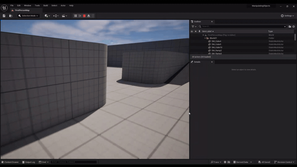 Spawning, grabbing and repositioning materials in the VR Makerspace