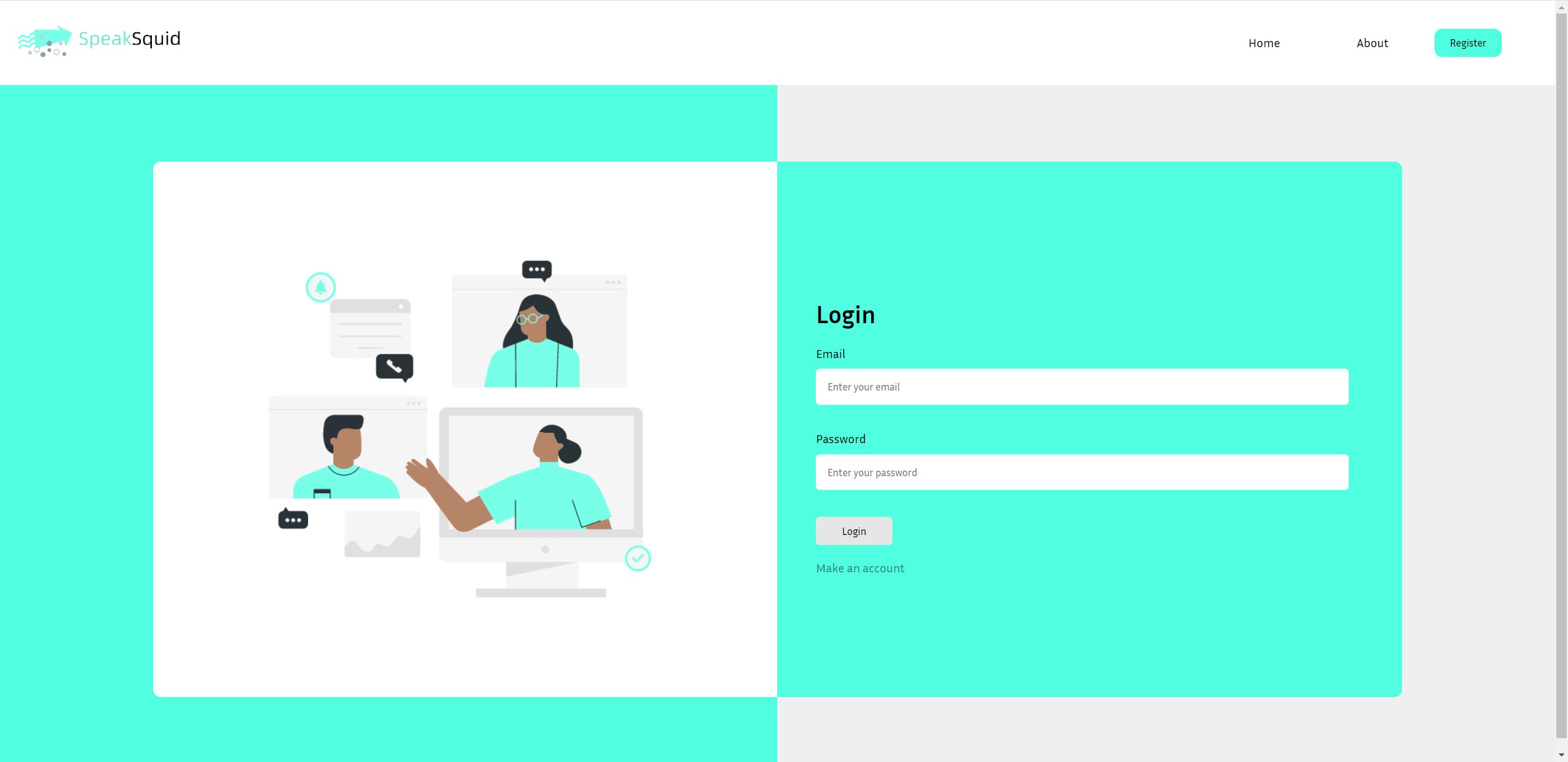 Speak Squid login page