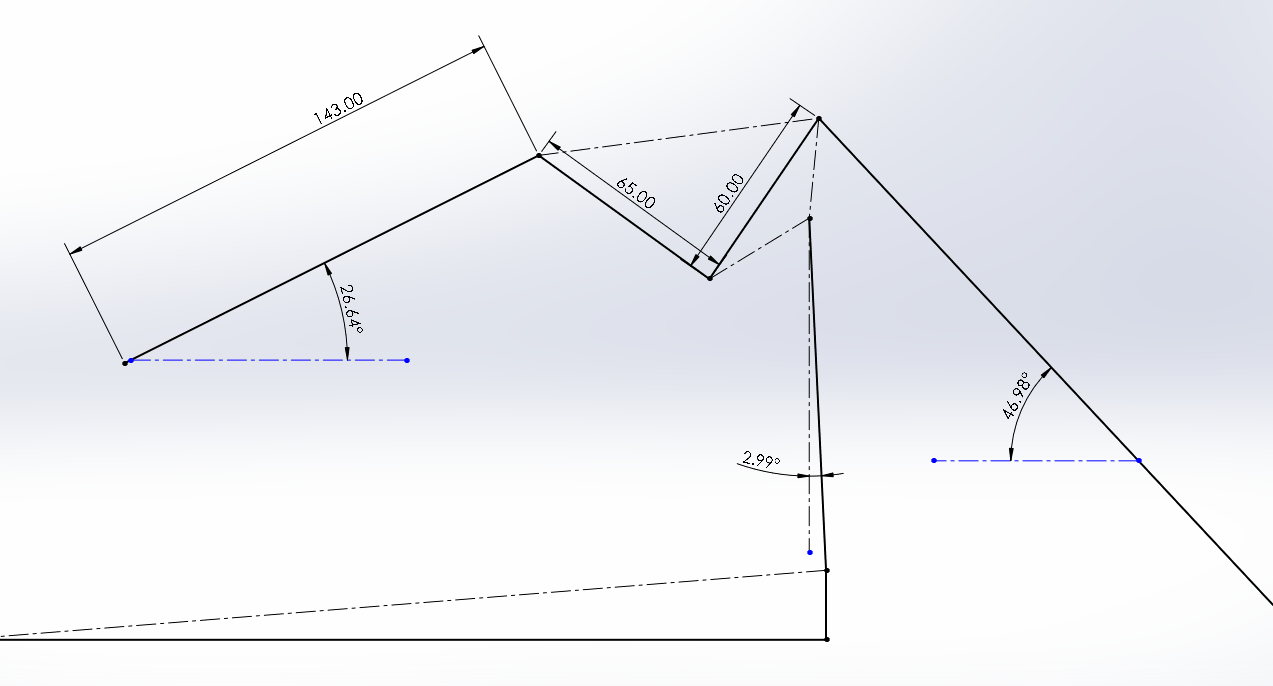 Normalized rear bellcrank CAD measurements
